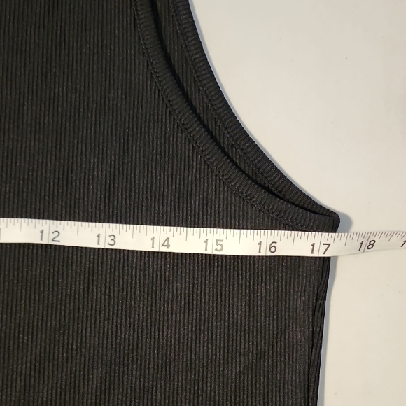 Black Tank Top with Ribbed Texture and Buckle Accents - Picture 3 of 6